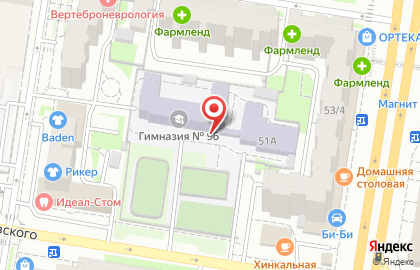Гимназия №96 на улице Достоевского на карте
