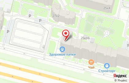 Ветеринарная клиника "Здоровые лапки" на м. Комендантский проспект на карте