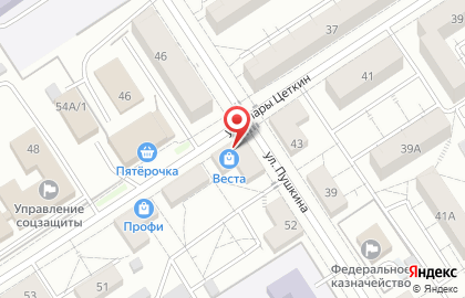 Оптово-розничная фирма Vesta на улице Пушкина на карте