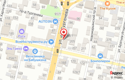 Штемпельная мастерская на улице Тургенева на карте