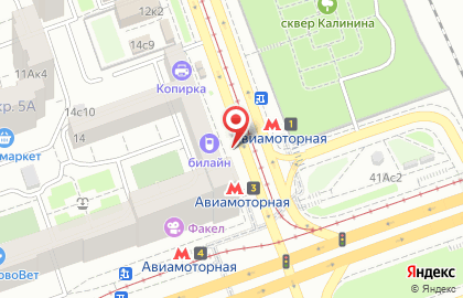 Киоск фастфудной продукции, район Лефортово на Авиамоторной улице на карте