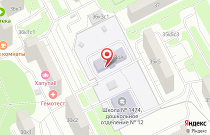 Школа №1474 с дошкольным отделением на улице Дыбенко, 34а на карте