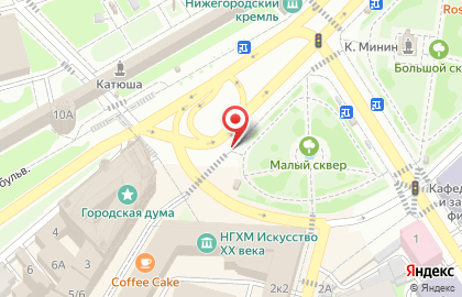 Киоск по продаже печатной продукции на улице Минина и Пожарского 2/2 на карте
