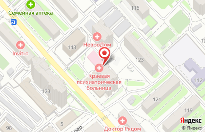 Краевая клиническая психиатрическая больница на улице Калинина на карте