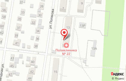 Городская поликлиника №22 на улице Полякова, 13 на карте