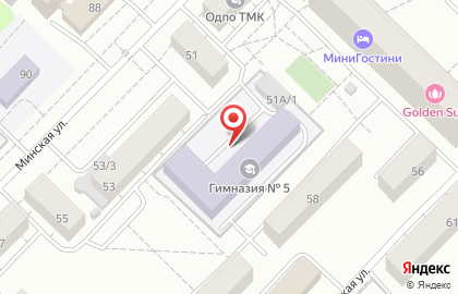 Гимназия №5 города Тюмени на Минской улице на карте