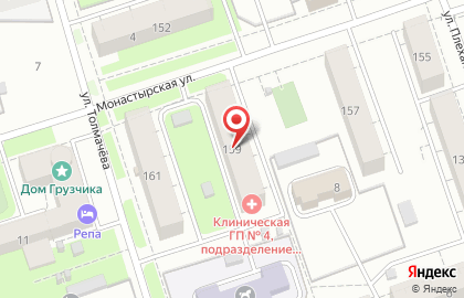 Городская клиническая поликлиника №4 на Монастырской улице на карте