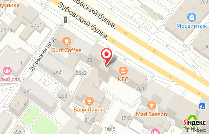 Ресторан быстрого питания Subway на Зубовском бульваре на карте