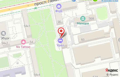 Гостиница Урал в Екатеринбурге на карте