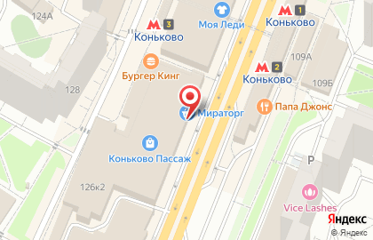 Супермаркет Мираторг на метро Коньково на карте