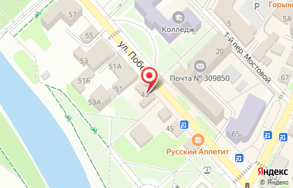 Территориальный орган Федеральной службы государственной статистики по Белгородской области на площади Победы на карте