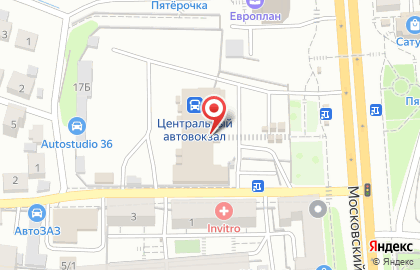 Центральный автовокзал в Воронеже на карте