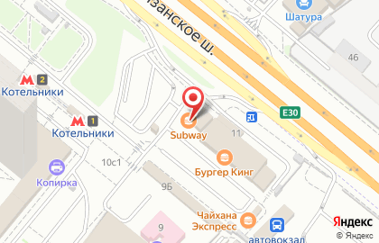 Ресторан быстрого обслуживания Subway на Сосновой улице в Котельниках на карте