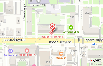 Медико-санитарная часть Строитель на проспекте Фрунзе на карте