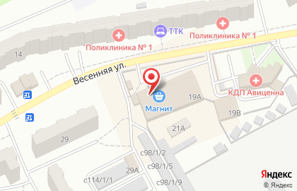 Магазин Монетка на Весенней улице в Киселёвске на карте