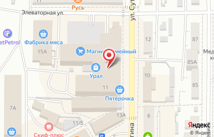 Сеть супермаркетов Пятерочка на улице Сутягина, 15 в Копейске на карте