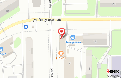 Киоск по продаже кондитерских изделий на улице Энтузиастов на карте