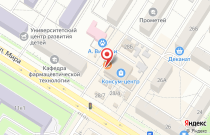 Магазин фруктов и овощей в Советском районе на карте