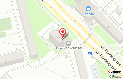 Железнодорожная касса на улице Грибоедова на карте