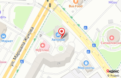 Гипермаркет автозапчастей Автомоё на улице Маршала Жукова на карте