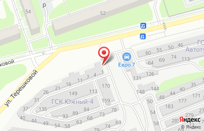 Шиномонтажная мастерская на улице Терешковой на карте