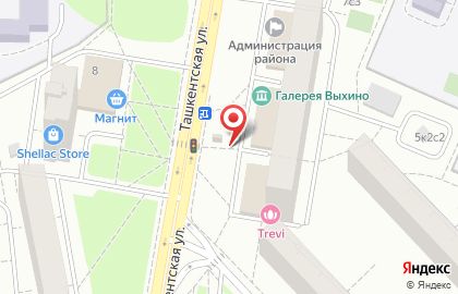 Киоск по продаже печатной продукции, район Выхино-Жулебино на Ташкентской улице на карте