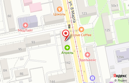 Банкомат Хоум Кредит энд Финанс Банк, представительство в г. Екатеринбурге на улице 8 Марта на карте