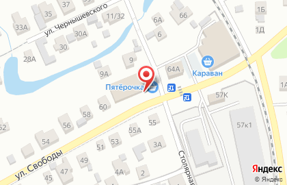 Супермаркет Пятёрочка в Железнодорожном районе на карте