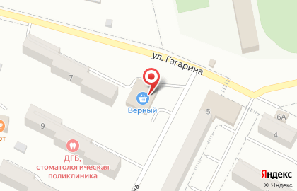 Супермаркет Верный на улице Гагарина в Дегтярске на карте