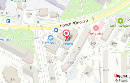 Магазин овощей и фруктов на проспекте Юности на карте