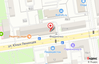 Магазин хлебобулочных и кондитерских изделий на улице Юных Ленинцев на карте