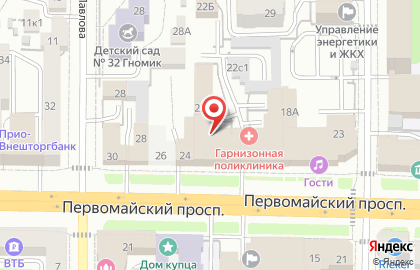 Рязанский гарнизонный военный суд на Первомайском проспекте на карте
