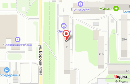 Магазин Красное & Белое на улице Ворошилова, 31 на карте