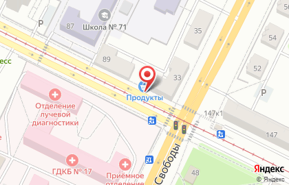 Продовольственный магазин в Орджоникидзевском районе на карте