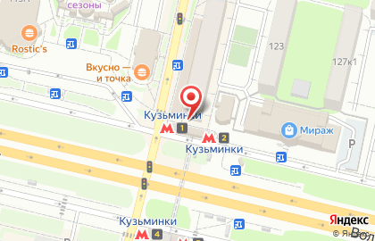 Цветочный супермаркет Цветочный Ряд на метро Кузьминки на карте