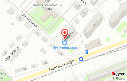 Магазин текстиля Пух и Пёрышко на Брянской улице на карте