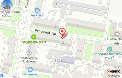 Аптека Амурфармация на Комсомольской улице на карте