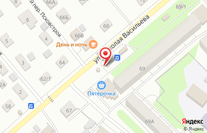 Магазин продуктов в Пскове на карте