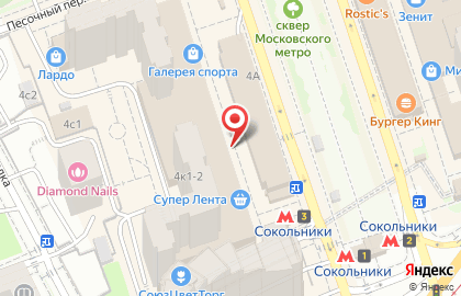 Интернет-провайдер Билайн на Сокольнической площади, 4 к 1 на карте