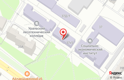 Уральский государственный лесотехнический университет в Октябрьском районе на карте