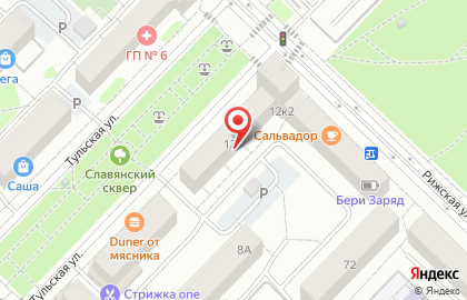 Супермаркет Разгуляй на Тульской улице на карте