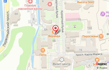 Кафе Веранда в Кисловодске на карте