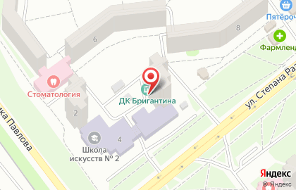 Дом культуры Бригантина на Степана Разина на карте
