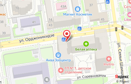 Проф переезд на улице Орджоникидзе на карте