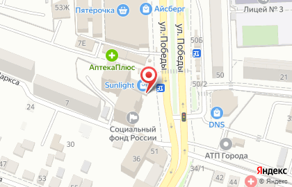 Оператор связи МегаФон на улице Победы на карте