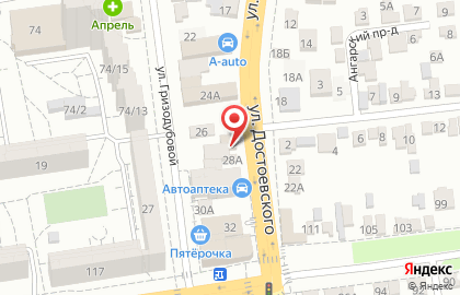 Автокомплекс на улице Достоевского на карте