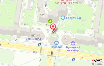 Киоск по продаже фруктов и овощей в Барнауле на карте