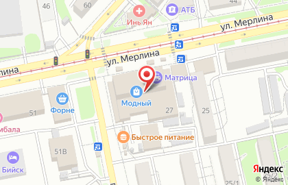 Магазин по продаже мяса кур и яиц Енисейская на улице Петра Мерлина на карте