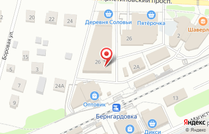 Магазин Деревня Соловьи на Христиновском проспекте на карте