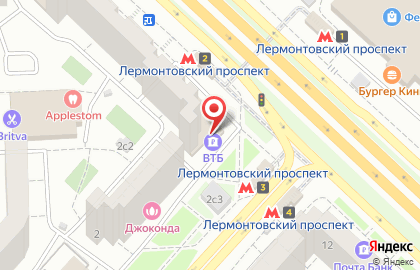 Банкомат ВТБ на Лермонтовском проспекте на карте